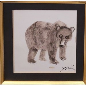 Józef Wilkoń , Medveď, návrh ilustrácií pre knihu Bajki o zwierzętach od Ignacyho Krasického