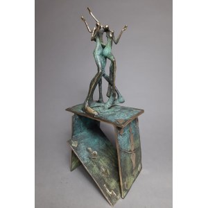 D.Z., Tanzen auf Karten (Bronze, H 42 cm)