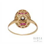 Ring with diamonds and synthetic rubies, 1920s-30s, art déco