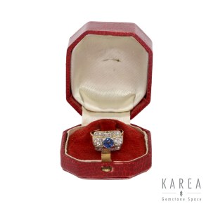 Ring with sapphire and diamonds, 1920s-30s, art déco