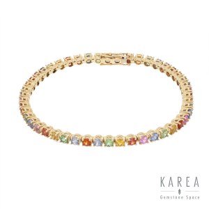Tennis bracelet with colored sapphires, contemporary