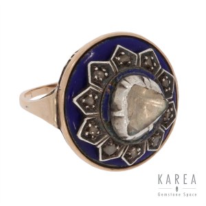 Cobalt enamel ring, 1st half of 19th century.