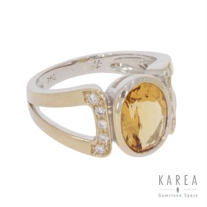 Ring with citrine and diamonds, France, 2nd half of 20th century.