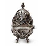Carské stříbrné ruské vejce s loveckými motivy, Cyprian Labecki, Varšava
