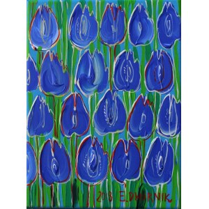 Edward Dwurnik, Cobaltic Tulips, 2018