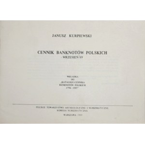 Kurpiewski J., CENNIK BANKNOTÓW POLSKICH - wrzesień '89