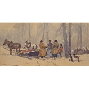 Adam Setkowicz (1875 Krakov - 1945 tamtiež), Zaprzeg v zime