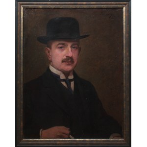 Damazy Kotowski (1861 Piotrków Trybunalski - 1943 Poznaň), Portrét muža v klobúku, 1913.