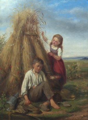 Jan Walraven (1827 Amsterdam-po 1874 Bruksela), Wiejskie dzieci przy stogu