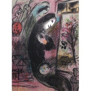 Marc Chagall (1887 Łoźno k. Witebska-1985 Saint-Paul de Vence), Natchnienie, z teki „Chagall Litograph II”, wyd. Andre Sauret, 1963 r.