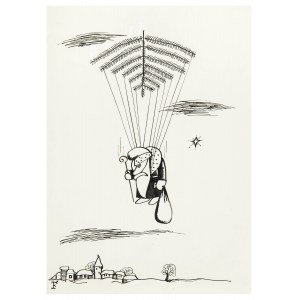 Jerzy Flisak (1930 Warszawa - 2008 tamże), Święty Mikołaj, ilustracja do Szpilek