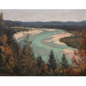 Elisabeth Schmook (1872 Breslau - München 1940), Pejzaż z rzeką