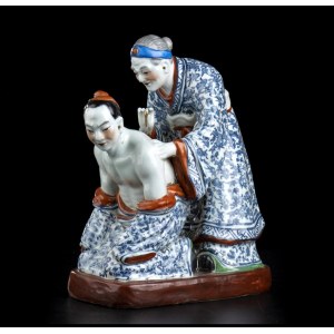 A POLYCHROME ENAMELLED PORCELAIN GROUP WITH YUE FEI AND HIS MOTHER China, 20th century