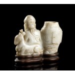 A JADE CARVING OF SHOULAO WITH A JAR China, Ming dynasty