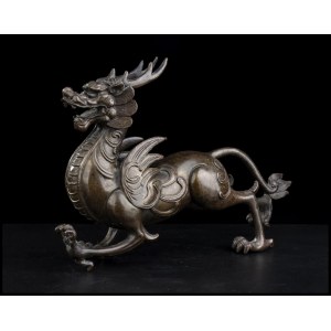 A BRONZE MYTHOLOGICAL ANIMAL China, 19th-20th century