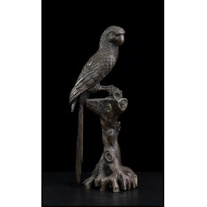 A BRONZE PARROT ON PERCH Austria, early 20th century