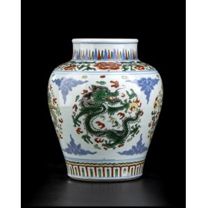 A POLYCHROME ENAMELLED PORCELAIN JAR China, 20th century