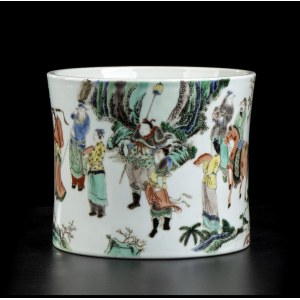 A 'FAMILLE VERTE' PORCELAIN BRUSH POT, BITONG China, 19th-20th century