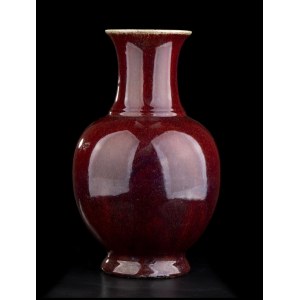 A 'SANG DE BOEUF' GLAZED PORCELAIN LARGE BALUSTER VASE China, 20th century