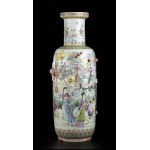 A POLYCHROME ENAMELLED PORCELAIN LARGE BALUSTER VASE China, 20th century