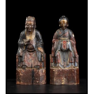 TWO LACQUERED WOOD FIGURES China, 19th-20th century