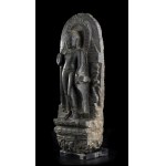 A STONE SCULPTURE WITH A STANDING BUDDHA India, Pala, 12th century