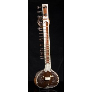 AN IVORY AND MOTHER-OF-PEARL INLAID WOOD SITAR India, 20th century