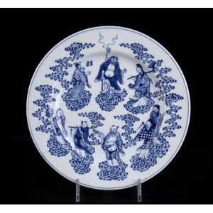 A 'BLUE AND WHITE' PORCELAIN 'EIGHT IMMORTALS' DISH China, 20th century