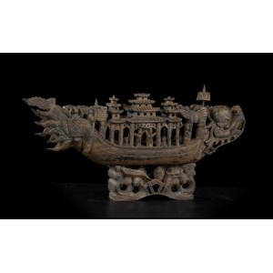 A WOOD 'DRAGON BOAT' MODEL China, 19th-20th century