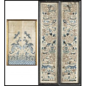THREE EMBROIDERED SILK PANELS China, 19th century