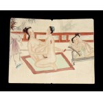A BOOK WITH POLYCHROME EROTIC PAINTINGS ON PAPER GLUED ON CARDBOARD China, 20th century