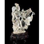 A ROCK CRYSTAL SCULPTURE WITH TWO FEMALE FIGURES China, 20th century