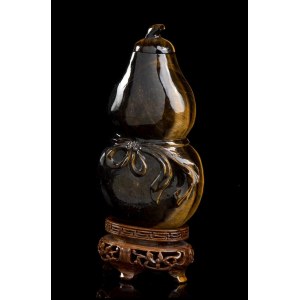A SMALL TIGER'S EYE DOUBLE GOURD VASE China, 20th century