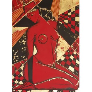 Iwona Wierkowska-Rogowska, Nude in gold and red, 2021
