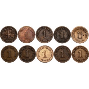 Germany - Empire 10 x 1 Pfennig 1874 - 1889