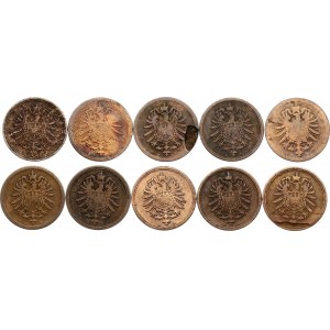 Germany - Empire 10 x 1 Pfennig 1874 - 1889