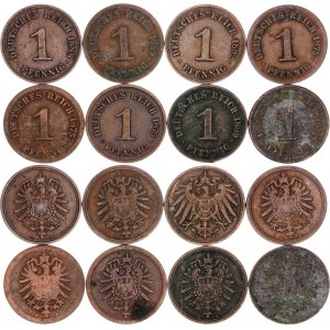 Germany - Empire 8 x 1 Pfennig 1875 - 1892