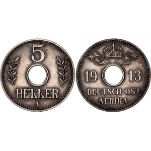 German East Africa 5 Heller 1913 J