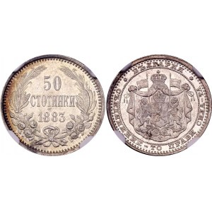 Bulgaria 50 Stotinki 1883 NGC MS63