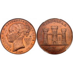 Gibraltar 1 Quart 1842 /0 PCGS UNC