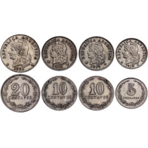Argentina Lot of 4 Coins 1919 - 1920