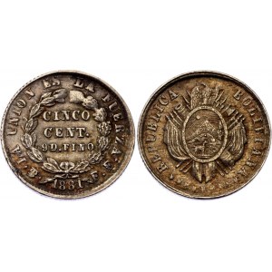 Bolivia 5 Centavos 1881 PTS FE