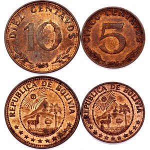 Bolivia 5 - 10 Centavos 1965