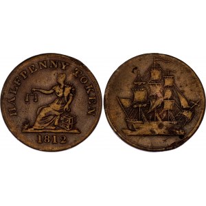 Canada Lower Canada 1/2 Penny 1812 Token S.J. & Co