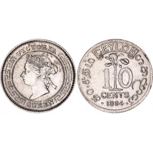 Ceylon 10 Cents 1894