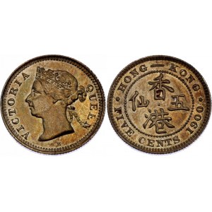 Hong Kong 5 Cents 1900 H