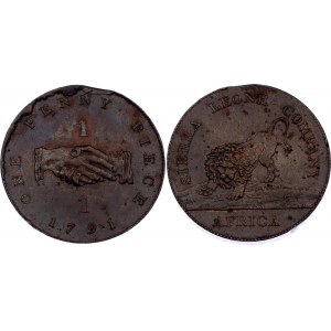 Sierra Leone 1 Penny 1791 Flan Defect Error