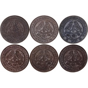 South Africa 6 x 1/4 Penny 1924 - 1935