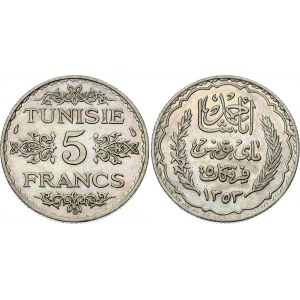 Tunisia 5 Francs 1935 AH 1353