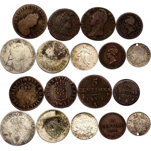 France Lot of 9 Coins 1698 - 1919